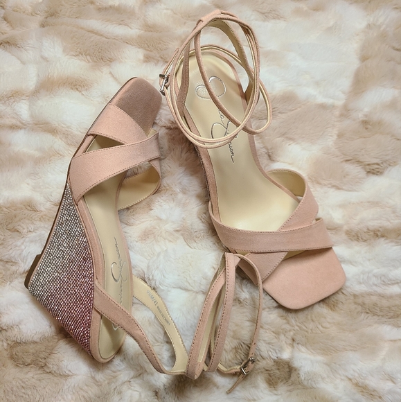 Jessica Simpson Shoes - Jessica Simpson Women's Arlisa Ankle Strap Wedge Sandal 9.5 Blush